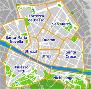 Mapa de las principales áreas turísticas de Florencia